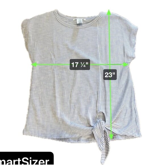 Caution to the Wind Blue White Seersucker Round Neck Tie Front Short Sleeve Top - Picture 5 of 6